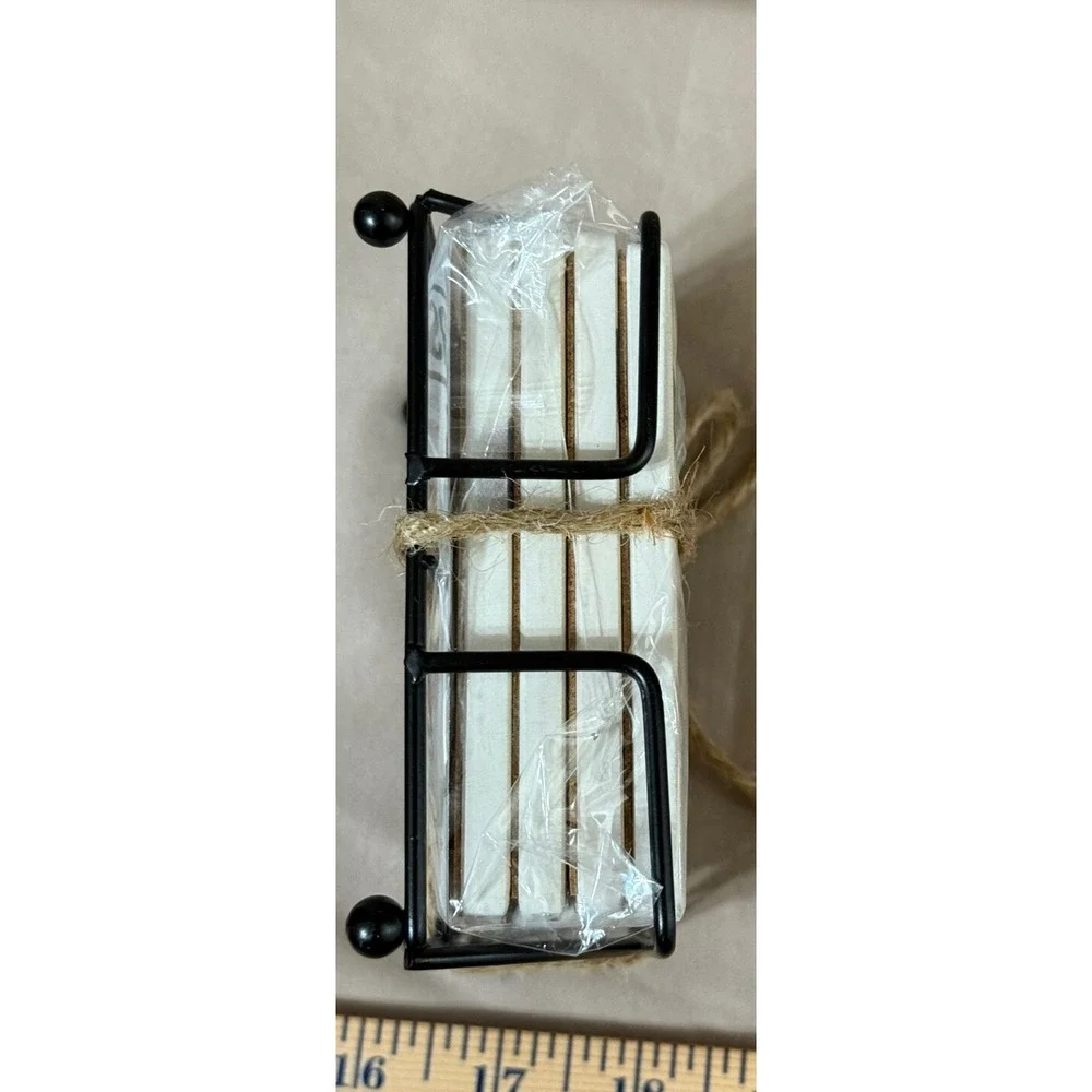 New Absorbent Farm Animal Stone Coaster‎ Set Of 4 With Holder